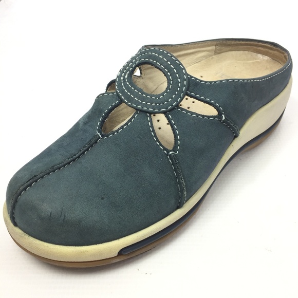 Dansko Shoes - DANSKO  Blue Suede Mules Clogs Floral 9 / 39